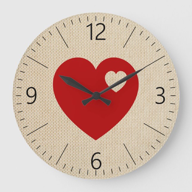 Rotes Herz Große Wanduhr (Vorderseite)