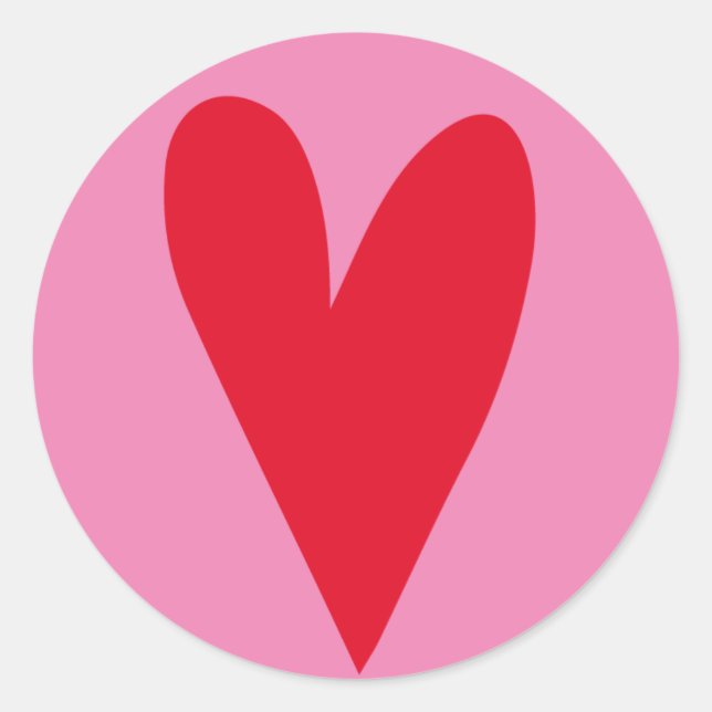 Rotes Herz - Hot Pink Valentine / Hochzeit Runder Aufkleber (Vorderseite)