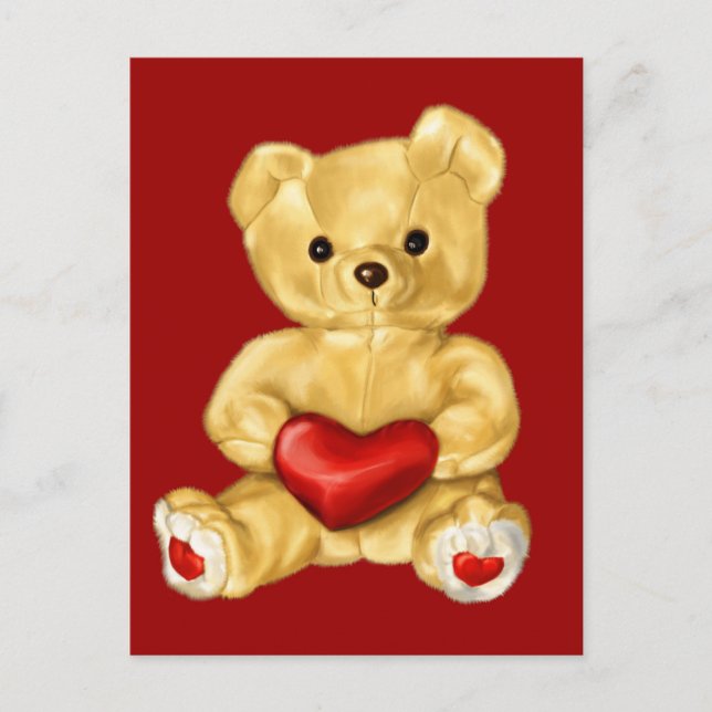 Rotes Herz Hypnotisierung Niedlicher Teddybär Postkarte (Vorderseite)