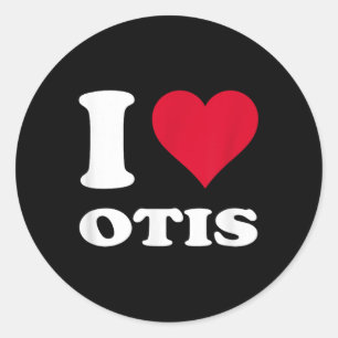 Rotes Herz I Liebe Otis Runder Aufkleber