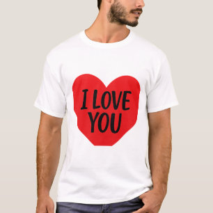Rotes Herz „ICH LIEBE DICH“ – Romantisches minimal T-Shirt