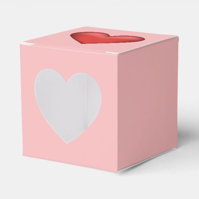 Rotes Herz - Illustration auf rosa Farbe Geschenkschachtel (Vorderseite)
