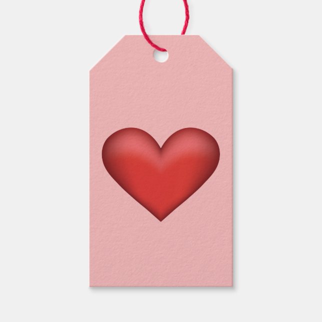 Rotes Herz - Illustration auf rosafarbenem Hinterg Geschenkanhänger (Vorderseite)