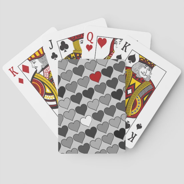 rotes Herz in der Menge Spielkarten (Rückseite)