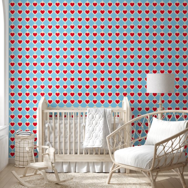 Rotes Herz Kinderzimmer Tapete (Kinder)