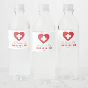 Rotes Herz Kreuz Kater-Kit Wasserflaschen-Etikette