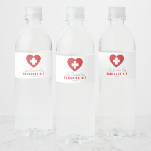 Rotes Herz Kreuz Kater-Kit Wasserflaschen-Etikette