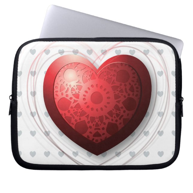Rotes Herz, Laptop-Ärmel Laptopschutzhülle (Vorderseite)