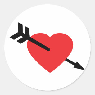 Rotes Herz Liebe Amor Arrow Runder Aufkleber