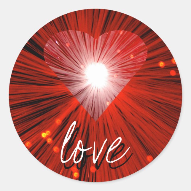 Rotes Herz "Liebe" Aufkleber rund (Vorderseite)