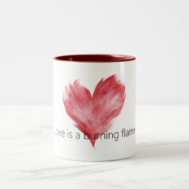 Rotes Herz Liebe Brennende Flamme Zweifarbige Tasse