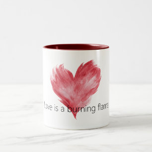 Rotes Herz Liebe Brennende Flamme Zweifarbige Tasse