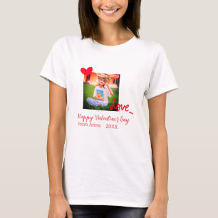 Rotes Herz Liebe Frohen Valentinstag Foto hinzufüg T-Shirt