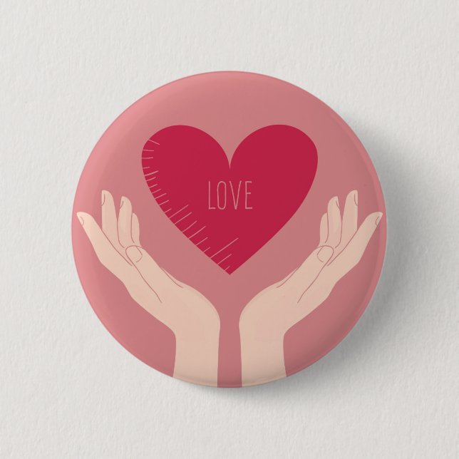Rotes Herz Liebe Romantischer Valentinstag Button (Vorderseite)