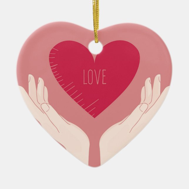 Rotes Herz Liebe Romantischer Valentinstag Keramikornament (Vorne)