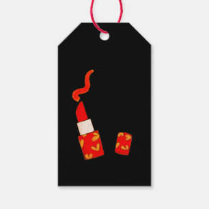 Rotes Herz-Lippenstift im Pop-Art-Design Geschenkanhänger