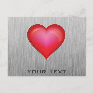 Rotes Herz; Metallaussehen Postkarte