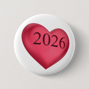 Rotes Herz mit 2026 graviert Button