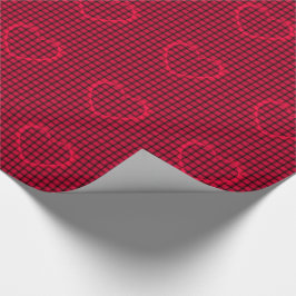 Rotes Herz mit Amaranth Weave Muster Geschenkpapier