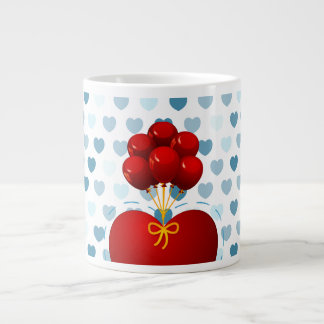 Rotes Herz mit Ballons, Jumbo-Tasse