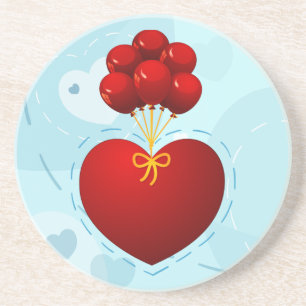 Rotes Herz mit Ballons, Untersetzer