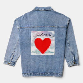 ROTES HERZ MIT CLOUUES DENIM JACKET INDIVIDUELLE N JEANSJACKE