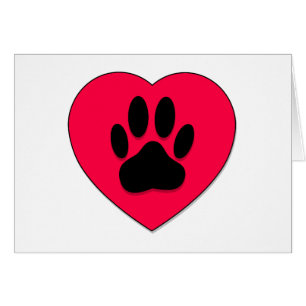 Rotes Herz mit Dog Paw Print