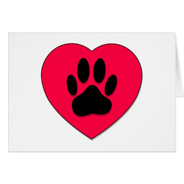 Rotes Herz mit Dog Paw Print (Vorderseite (Horizontal))