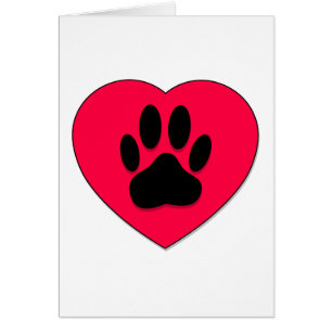 Rotes Herz mit Dog Paw Print