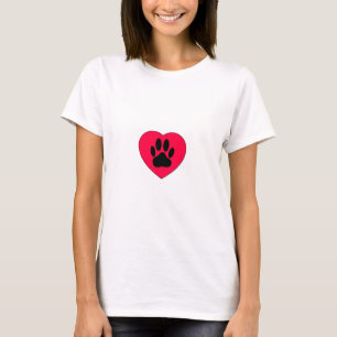 Rotes Herz mit Dog Paw Print T-Shirt