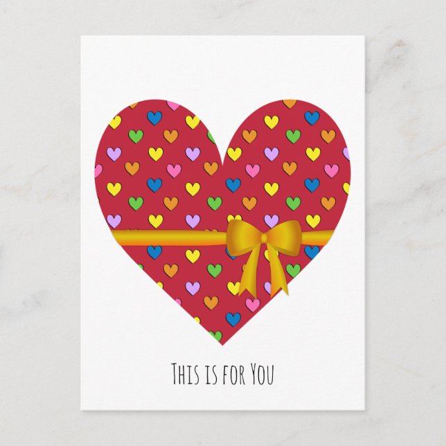 Rotes Herz mit einer Bow-Postkarte Postkarte (Vorderseite)