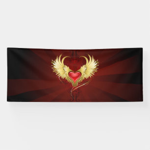 Rotes Herz mit goldenen Flügeln Banner