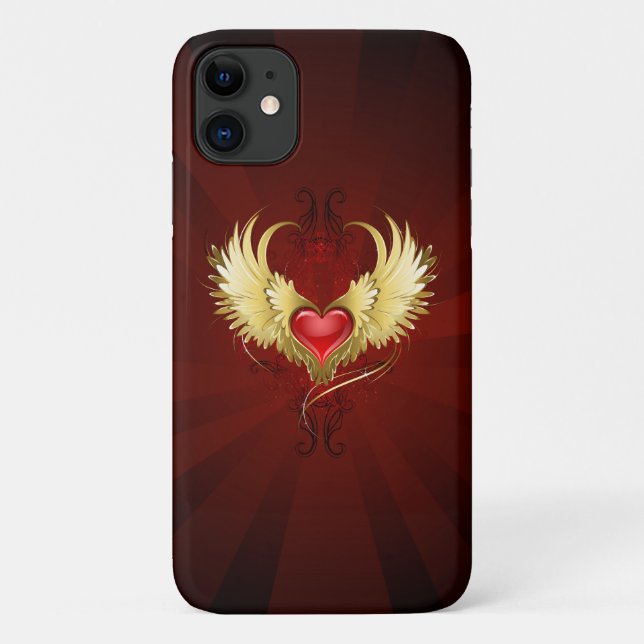 Rotes Herz mit goldenen Flügeln Case-Mate iPhone Hülle (Rückseite)