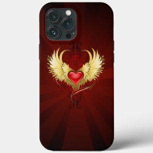 Rotes Herz mit goldenen Flügeln Case-Mate iPhone Hülle