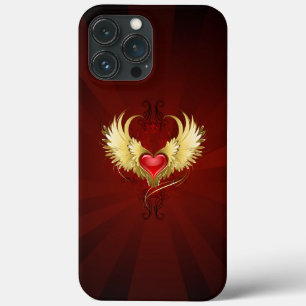 Rotes Herz mit goldenen Flügeln Case-Mate iPhone Hülle