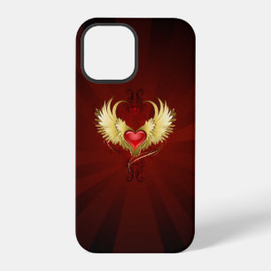 Rotes Herz mit goldenen Flügeln iPhone 12 Pro Hülle