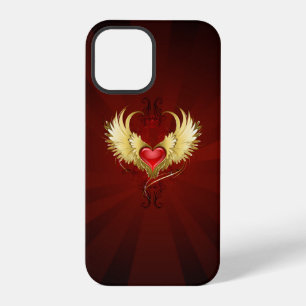 Rotes Herz mit goldenen Flügeln iPhone 12 Pro Hülle