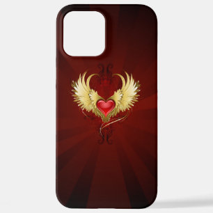 Rotes Herz mit goldenen Flügeln iPhone 12 Pro Max Hülle