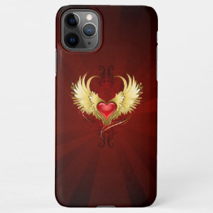 Rotes Herz mit goldenen Flügeln iPhone 11Pro Max Hülle