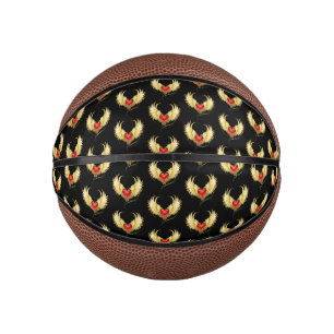 Rotes Herz mit goldenen Flügeln Mini Basketball
