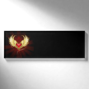 Rotes Herz mit goldenen Flügeln Namenschild