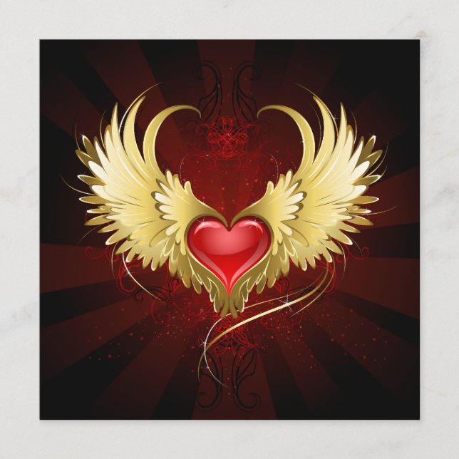 Rotes Herz mit goldenen Flügeln Programm (Vorderseite)