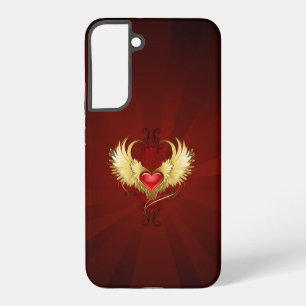Rotes Herz mit goldenen Flügeln Samsung Galaxy Hülle