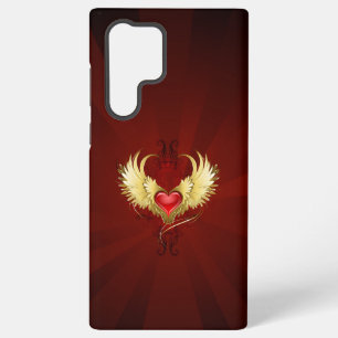 Rotes Herz mit goldenen Flügeln Samsung Galaxy Hülle