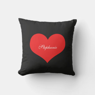 Rotes Herz mit individuellem Namen Monogramme Gesc Kissen