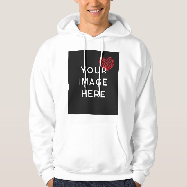 Rotes Herz mit personalisiertem Bild Hoodie (Vorderseite)