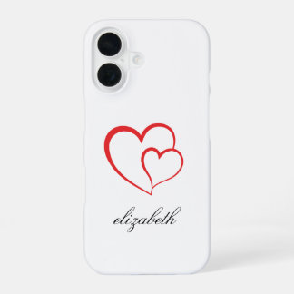 rotes Herz mit personalisiertem Hintergrund  iPhone 16 Hülle