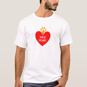 Rotes Herz mit Pfote und Kalligrafie T-Shirt