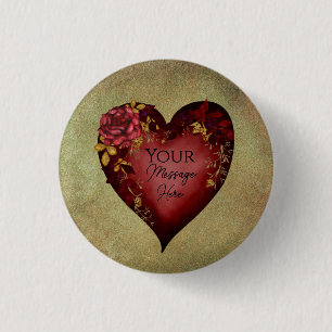 Rotes Herz mit Rosen editierbar Button