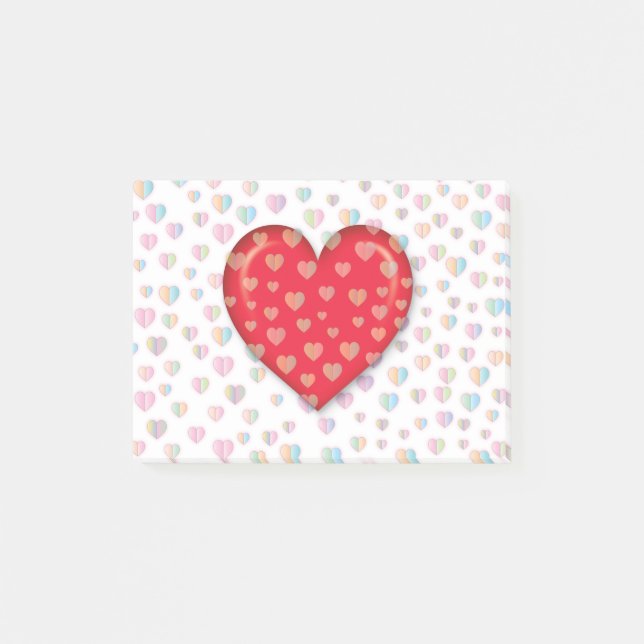 rotes Herz mit Speckmustern Post-it Klebezettel (Vorderseite)